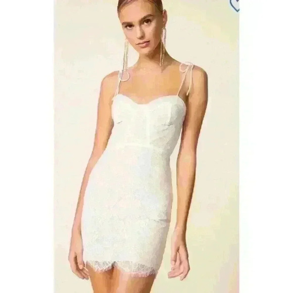 Superdown Lottie Lace Bustier Dress Size Medium White Cream Cocktail Corset